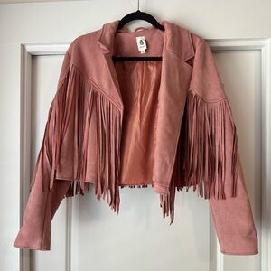 Flawless Pink Suede Fringe Western Jacket
